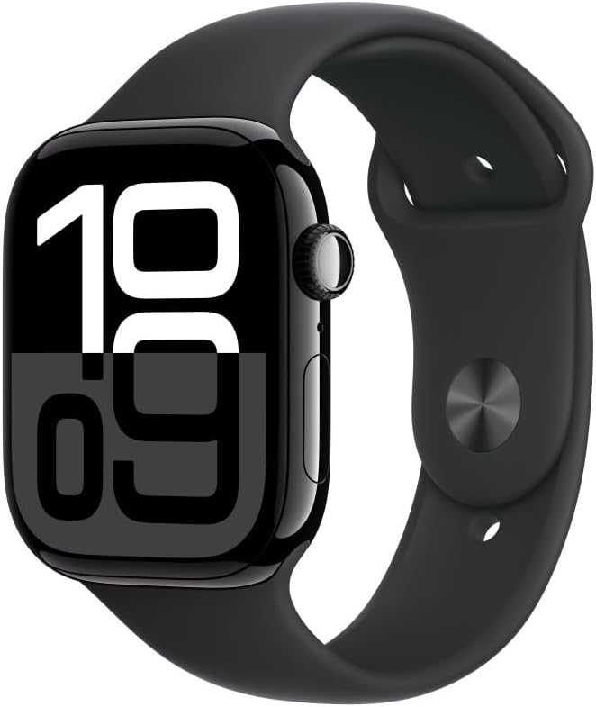 Apple Watch Series 10 - 46mm - Aluminum - Jet Black - Black Sport Band M/L - (GPS)
