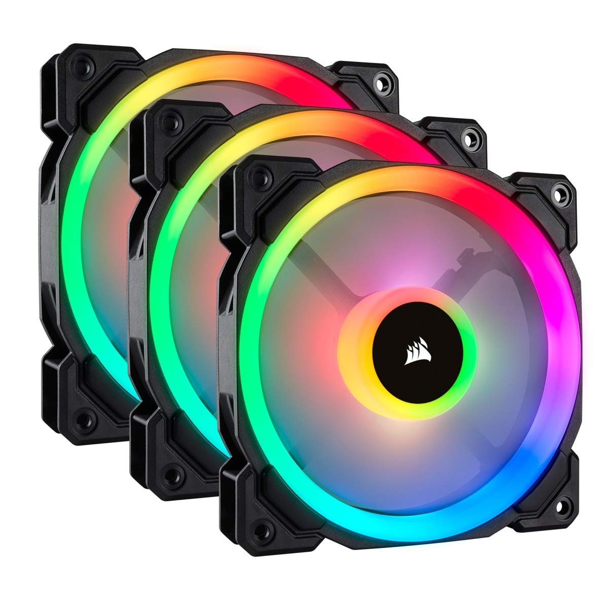 Corsair LL120 RGB Dual Light Loop PWM Fan (Triple Pack with Lighting Node PRO) - Black