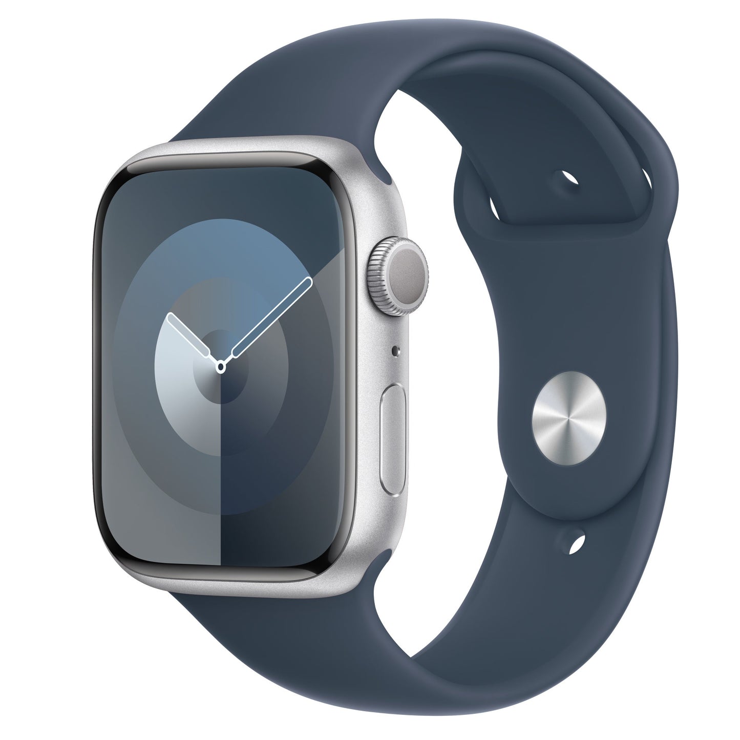 Apple Watch Series 9 - 45mm - Aluminum - Silver - Storm Blue Sports Band M/L - (GPS)